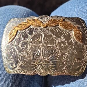 Kelley Buckles.  German Silver With Gold Accents.  Western Belt Buckle